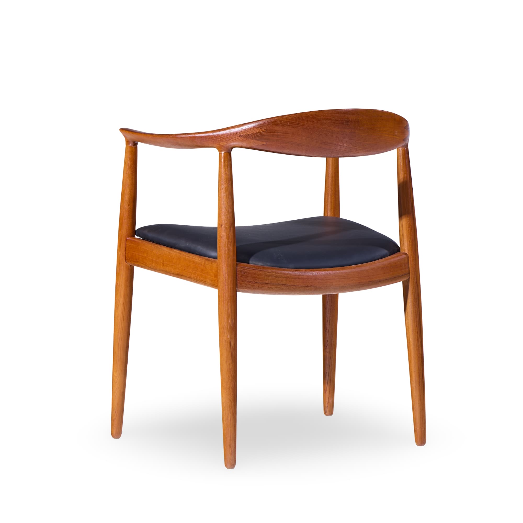 Hans Wegner JH-501 "The Chair" in teak with a black leather seat