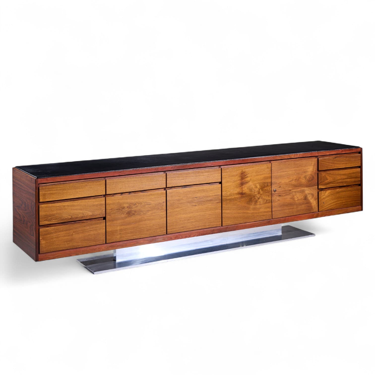 Lehigh Leopold Warren Platner For Lehigh Leopold Rosewood And Leather Top Credenza - 1483